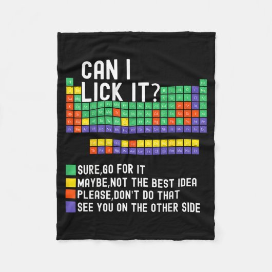 Can I Lick It Periodic Table Funny Science Teacher Fleecedecke (Vorderseite)