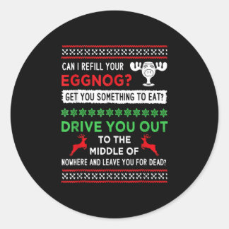 Can I Refill Your Eggnog - Family Christmas Vacati Runder Aufkleber