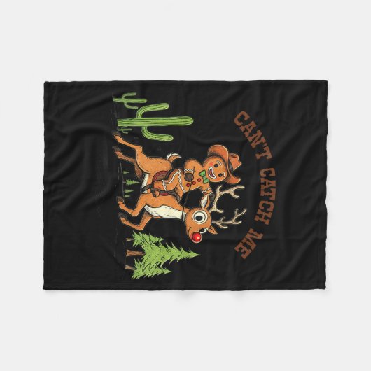 Can’t Catch Me Gingerbread Cowboy Funny Christmas Fleecedecke (Vorderseite (Horizontal))