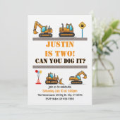Can You Dig It, Construction 2nd Birthday Einladung (Stehend Vorderseite)