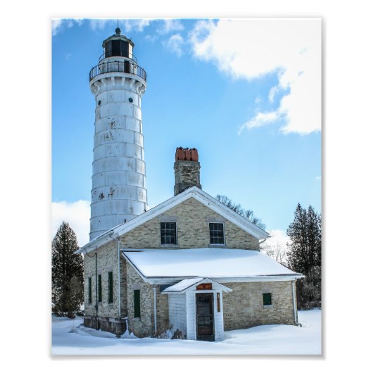 Cana Island Leuchtturm im Winter Fotografie Print (Vorne)