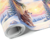 Canaan Dog Desert Stone Winter Christmas Art Geschenkpapier (Rolleneckpunkt)