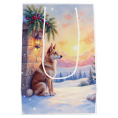 Canaan Dog Desert Stone Winter Christmas Art Mittlere Geschenktüte (Rückseite)