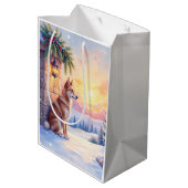 Canaan Dog Desert Stone Winter Christmas Art Mittlere Geschenktüte (Rückseite Schrägansicht)