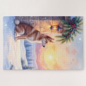 Canaan Dog Desert Stone Winter Christmas Art Puzzle (Horizontal)