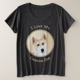 Canaan Dog Malerei - Niedliche Original Hunde Kuns Große Größe T-Shirt