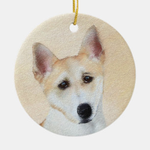 Canaan Dog Malerei - Niedliche Original Hunde Kuns Keramik Ornament