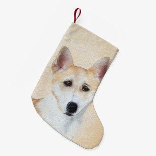 Canaan Dog Malerei - Niedliche Original Hunde Kuns Kleiner Weihnachtsstrumpf