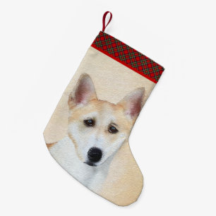 Canaan Dog Malerei - Niedliche Original Hunde Kuns Kleiner Weihnachtsstrumpf