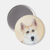 Canaan Dog Malerei - Niedliche Original Hunde Kuns Magnet (Vorderseite/Rückseite)