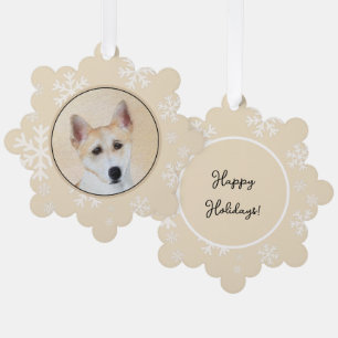 Canaan Dog Malerei - Niedliche Original Hunde Kuns Ornament Karte