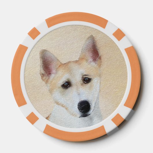 Canaan Dog Malerei - Niedliche Original Hunde Kuns Pokerchips (Rückseite)