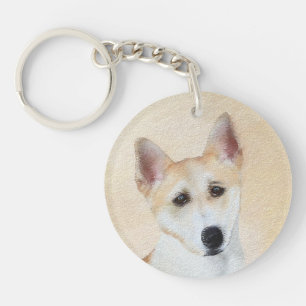 Canaan Dog Malerei - Niedliche Original Hunde Kuns Schlüsselanhänger