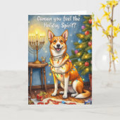 Canaan Dog Weihnachtsfeiertag Gruß Karte (Gelbe Blume)