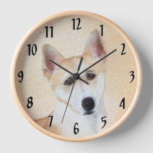 Canaan Hund Gemälde - Süße originelle Hundekunst Uhr