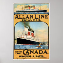 CANADA ALLAN LINE Dampfschiff Vintage Travel Poste
