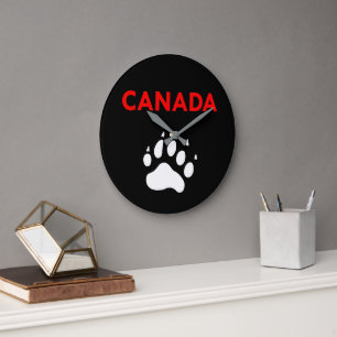 Canada Animal Paw Foot Print Color Große Wanduhr