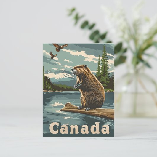 Canada Beaver Postkarte (Stehend Vorderseite)