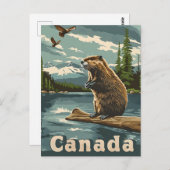 Canada Beaver Postkarte (Vorne/Hinten)