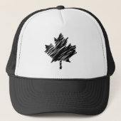 Canada Black Sketch Stylish Maple Leaf Truckerkappe (Vorderseite)