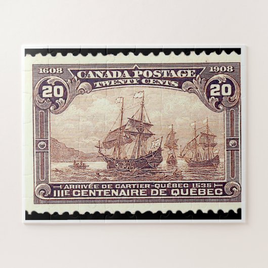 "Canada Cartier 1908, Ausgabe 20c Briefmarke" Puzzle (Horizontal)