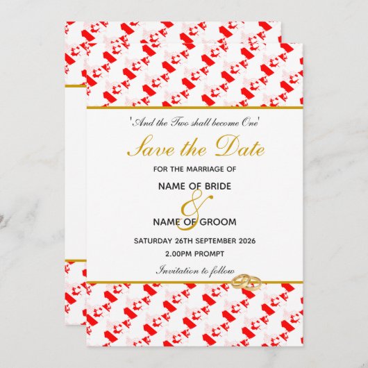 CANADA Christliche Sonderveranstaltung Hochzeit Save The Date (Vorne/Hinten)