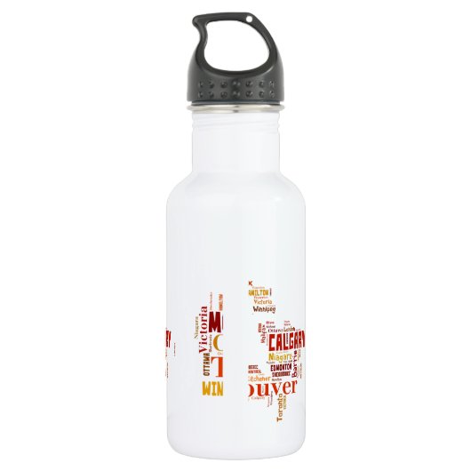 Canada Cities Word Art Edelstahlflasche (Rückseite)