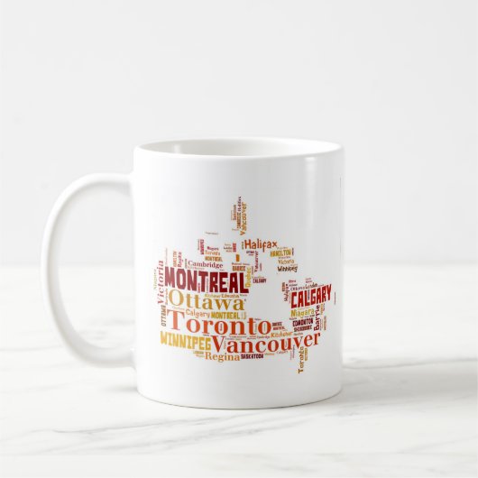 Canada Cities Word Art Kaffeetasse (Links)
