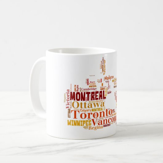 Canada Cities Word Art Kaffeetasse (Vorderseite Links)