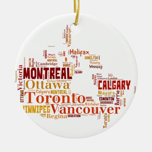 Canada Cities Word Art Keramikornament (Vorne)