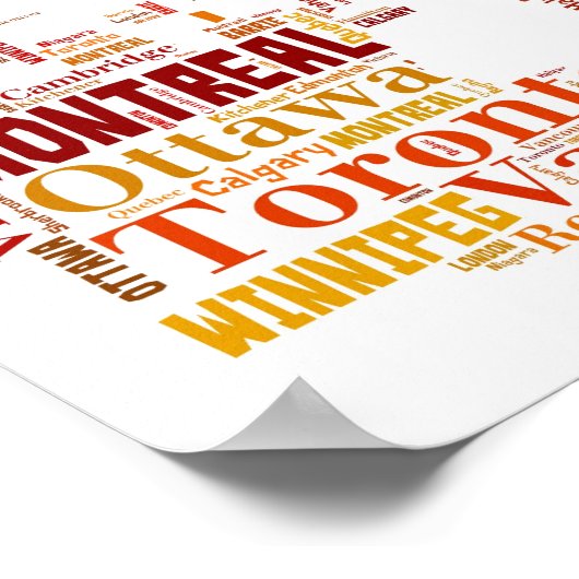 Canada Cities Word Art Poster (Ecke)