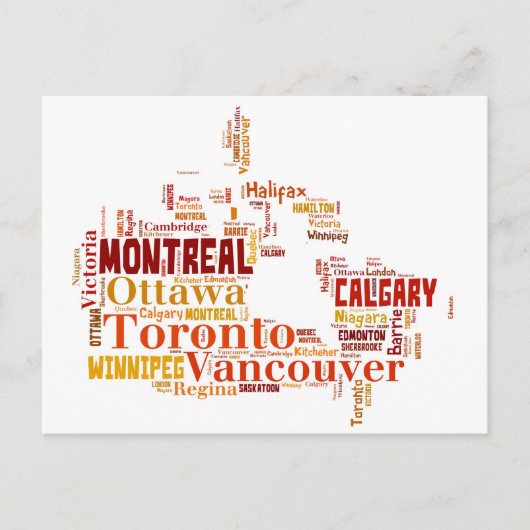 Canada Cities Word Art Postkarte (Vorderseite)