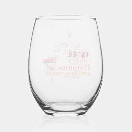 Canada Cities Word Art Weinglas Ohne Stiel (Rückseite)