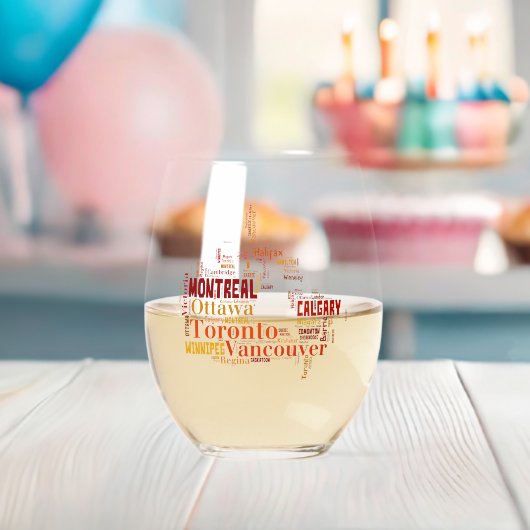 Canada Cities Word Art Weinglas Ohne Stiel (Insitu (Baby Party))