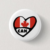 Canada Country Code Flag Herz Button Abzeichen, CA (Vorderseite)