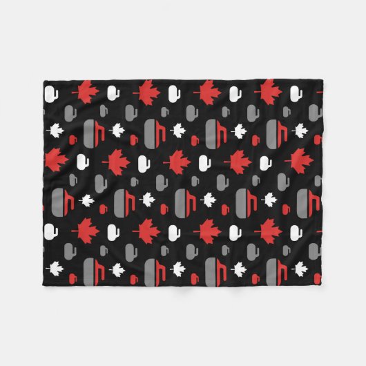 Canada Curling Rocks Fleece Blanket (benutzerdefin (Vorderseite (Horizontal))