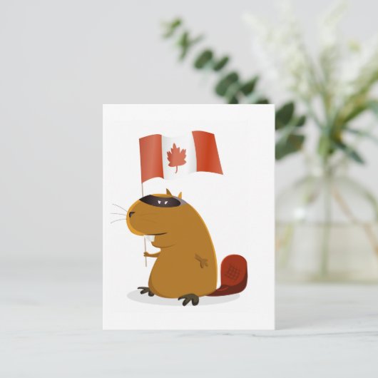 Canada Day Beaver Postkarte (Stehend Vorderseite)