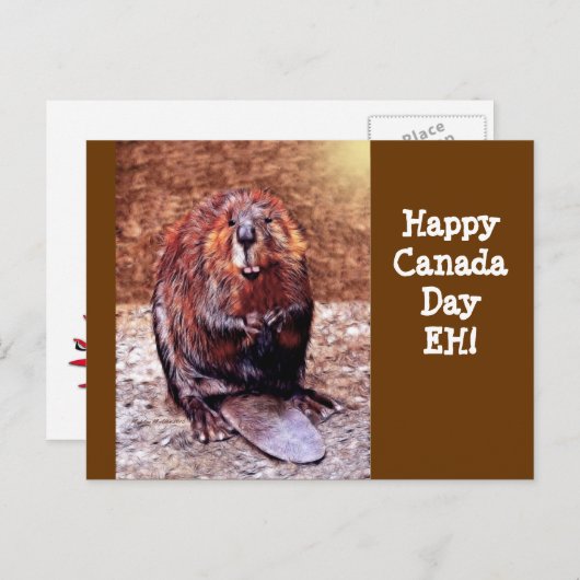 Canada Day Beaver Postkarte (Vorne/Hinten)