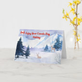 Canada Day Holiday Card Mountains with Deer Karte (Gelbe Blume)