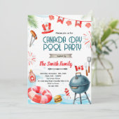 Canada day pool party invitation einladung (Stehend Vorderseite)