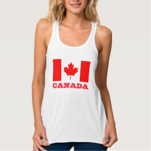 Canada Day tanktops with Canadian maple leaf flag