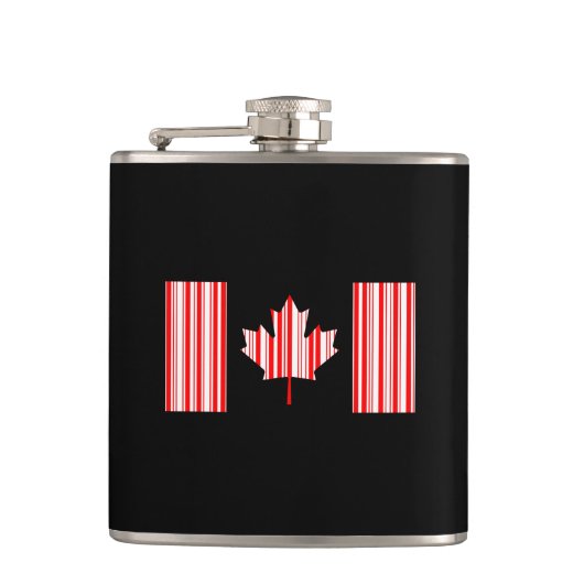 CANADA FLAG BAR CODE Kanadischer Strichcode Flachmann (Vorderseite)