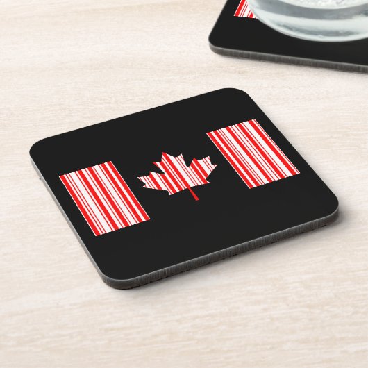 CANADA FLAG BAR CODE Kanadischer Strichcode Untersetzer (Linke Seite)