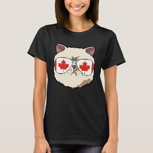 Canada Flag Canadian Exotic Shorthaire Cat Sunglas T-Shirt (Vorderseite)
