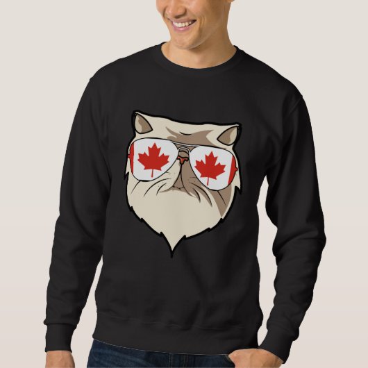 Canada Flag Canadian Persian Cat Sunglasses Sweatshirt (Vorderseite)