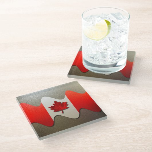 Canada Flag Chrome von Shirley Taylor Glasuntersetzer (Schrägansicht)