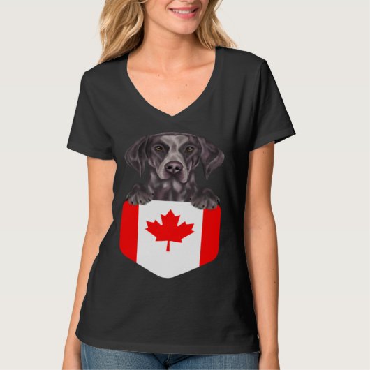 Canada Flag German Shorthaired Pointer Dog In Pock T-Shirt (Vorderseite)