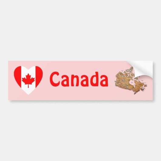 Canada Flag Heart + Map Autoaufkleber (Vorne)