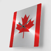 Canada Flag Metallic Metal Quadratische Wanduhr (Winkel)