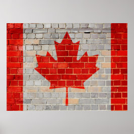 Canada flag on a brick wall poster